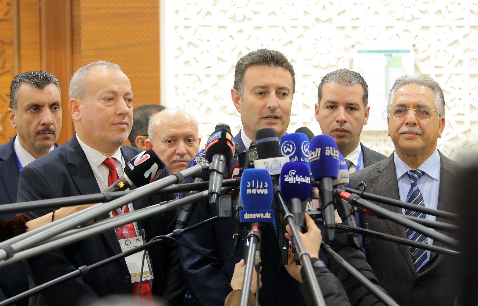 Lower House Speaker Ahmad Safadi speaks to the media on Sunday (Petra photo)